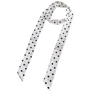 SYAYA Womens Belts for Dress, Chiffon Cloth Sash Tie Waist Belt for Evening Dresses or Bridal Wedding & 50s Party WM-YD1 (White With Black Poke Dot)