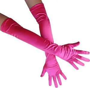 Long Satin Opera Glove For Women Formal, Elbow Length Glove For Bridal Evening Dance/Tea Party/Church/Wedding W-G-1 Rose
