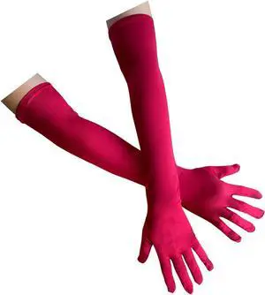 Long Satin Opera Glove For Women Formal, Elbow Length Glove For Bridal Evening Dance/Tea Party/Church/Wedding W-G-1 Burgundy