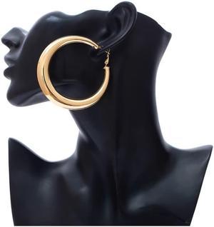 Trendy Big Hoop Earring 18K Gold Plated 2.5inch(65mm) Elegant Larger Size Fashion Costume Women Big Earrings Jewelry