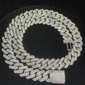 Men Iced Out Miami Cuban 18K Gold Plated Bling Crystal Diamond Cuban Link Chain Hip Hop Punk Men Elegant Chain Necklaces Jewelry Silver 20"