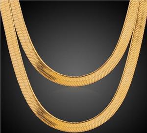 Men/Women Elegant Hip-Hop Snake Chain 24inch Long Necklaces 18K Real Gold Plated 10MM Fashion Costume Necklace Jewelry