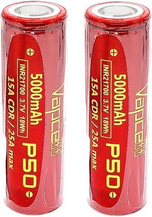 Vapcell 2PCS 21700 P50 Rechargeable Battery 3.7V 5000mAh 15A Li-ion For Flashlight Torch Battery