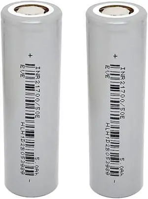 EVE 2PCS 21700 50E Rechargeable Battery 3.7V 5000mAh 15A Li-ion For Flashlight Torch Battery