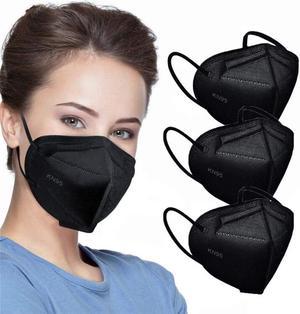 50pcs KN95 Face Mask Black 6 Layer Cup Dust Safety Masks Filter Efficiency95% Breathable Elastic Ear Loops Black Masks(Each mask is individually packaged)