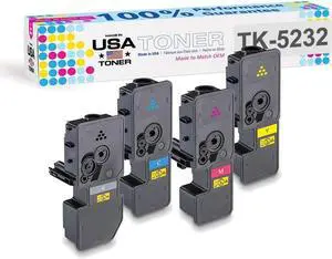 MADE IN USA TONER Compatible Replacement for Kyocera Ecosys P5021cdw M5521cdw TK5232 TK-5232 (CMYK, 4 Pack)