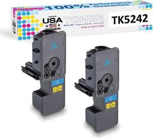 MADE IN USA TONER Compatible Replacement for Kyocera Copystar Ecosys P5026cdw M5526cdw | TK5242 TK-5242C (Cyan, 2 Pack)