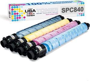 MADE IN USA TONER Compatible Replacement for Ricoh SP C840dn, SP C842, SP C840A, 821255, 821256 821257, 821258 (Black, Cyan, Yellow, Magenta, 4 Pack)