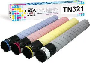 MADE IN USA TONER Compatible Replacement for use in Konica Minolta TN321, C224, C284, C364, C224e, C284e, C364e (Black,Cyan,Yellow,Magenta, 4-Pack) MADE IN USA TONER Compatible Replacement for use in Konica Minolta TN321, C224, C284, C364, C224e, C284e, C364e (Black,Cyan,Yellow,Magenta, 4-Pack)