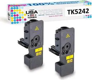 MADE IN USA TONER Compatible Replacement for Kyocera Copystar Ecosys P5026cdw M5526cdw | TK5242 TK-5242Y (Yellow, 2 Pack)