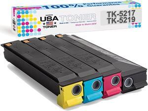 MADE IN USA TONER Compatible Replacement for use in Kyocera TASKalfa 406ci (TK-5217 CMYK) and Copystar CS 406ci (TK-5219 CMYK) (Black,Cyan,Yellow,Magenta, 4-Pack)