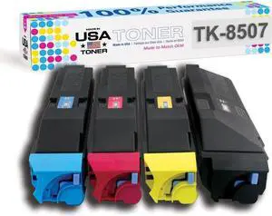 MADE IN USA TONER Replacement for Kyocera TK-8507, Copystar TK-8509, TASKalfa 4550ci, 4551ci, 5550ci, 5551ci (Black, Cyan, Yellow, Magenta, 4 cartridges)
