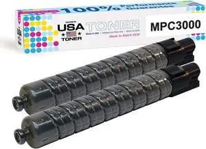 MADE IN USA TONER Compatible Replacement for Ricoh Aficio MP C2500 MP C3000 MP C2000, 884962, 888636 (Black, 2 Pack)