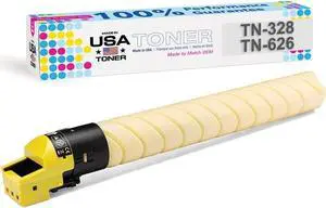 MADE IN USA TONER Compatible Replacement for use in Konica Minolta TN328Y, TN626Y, bizhub C250i, C300i, C360i, (Yellow, 1 Cartridge)