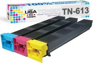 MADE IN USA TONER Compatible Replacement for Konica Minolta TN613, Bizhub C452, C552, C652 (Cyan, Magenta, Yellow,3-Pack)