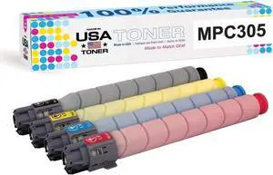 MADE IN USA TONER Compatible Replacement for Ricoh Aficio Savin Lanier MP C305SP, C305SPF (Black, Cyan, Magenta, Yellow, 4 Pack)