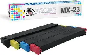 MADE IN USA TONER Compatible Replacement for Sharp MX 1810U, 2010U, 2310U, 3111U, 2314N, 2614N, 3114N, 2616N, 3116N, MX-23NT (Black,Cyan,Yellow,Magenta, 4 Pack) MADE IN USA TONER Compatible Replacement for Sharp MX 1810U, 2010U, 2310U, 3111U, 2314N, 2614N, 3114N, 2616N, 3116N, MX-23NT (Black,Cyan,Yellow,Magenta, 4 Pack)