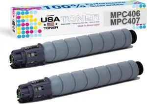 MADE IN USA TONER Compatible Replacement for Ricoh MP C306, C307, C406, C407 Ricoh 842207 842091 High Yield (Black, 2 Pack)