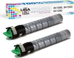 MADE IN USA TONER Compatible Replacement for Ricoh MP C2051, C2551, C2030, C2050, C2530, C2550, 841586, 841500, 841280 (Black, 2 Pack)