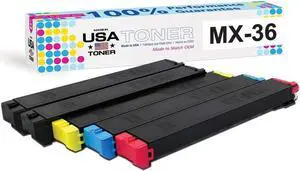MADE IN USA TONER Compatible Replacement for Sharp MX36NT, MX2640, MX 2610, 3110, 3610, 3140N, 3640N, 2615N, 3115N (Cyan, Magenta, Yellow, 2 x Black, 5 Pack) MADE IN USA TONER Compatible Replacement for Sharp MX36NT, MX2640, MX 2610, 3110, 3610, 3140N, 3640N, 2615N, 3115N (Cyan, Magenta, Yellow, 2 x Black, 5 Pack)