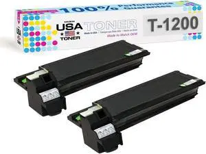 MADE IN USA TONER Replacement for Toshiba T-1200, e-Studio 12,15,120,150,151,162D (Black, 2 Pack)