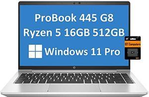 HP ProBook 445 G8 14 FHD 16GB DDR4 RAM 512GB PCIe SSD AMD 6Core Ryzen 5 5600U Beats i710750H Full HD 1080p IPS Business Laptop Backlit Keyboard TypeC Webcam Win11 Pro