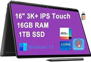 HP Spectre X360 Business 2-in-1 Laptop 16" 3K+ IPS 400nits Touchscreen 11th Gen Intel Quad-Core i7-11390H 16GB RAM 1TB SSD HP Pen Backlit Fingerprint Thunderbolt B&O Win11 Black + USB-C Adapter