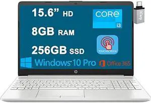 HP Flagship 15 Business Laptop 15.6" Diagonal HD Touchscreen 11th Generation Intel Core i3-1115G4 Processor 8GB RAM 256GB SSD Intel UHD Graphics USB-C HDMI Office365 Win10Pro Silver + USB-C Adapter
