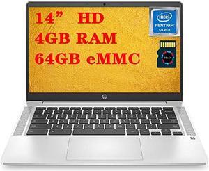 HP 14 Pentium Chromebook Laptop I 14" HD SVA Display I Intel Quad-Core Pentium Silver N5000 I 4GB DDR4 64GB eMMC I Type-C B&O WebcamHP Fast Charge Chrome OS + 16GB Micro SD Card