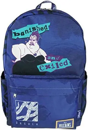 KBNL Classic Disney Villains - Ursula Backpack with Laptop Compartment for School, Travel, and Work, Multicolor