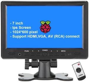 LONCEVON-7 inch Mini Monitor Small HDMI Monitor Portable HD 1080P VGA Monitor LCD Screen for PC/Mac Mini/TV/Raspberry PI/Camera/Gaming; IPS 1024X600 Pixels, Build in Speakers & Earphone Jack