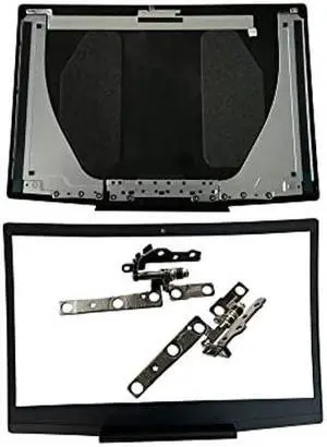 CyanWind LCD Cover Hinges Front Bezel Covers Set Black for Dell Ins-piron Gaming G3 15 3500 3590 Laptop 0747KP 747KP Back Shell Rear Lid Top Case with Hinge Frame Blue Logo