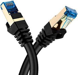  Cat 7 Ethernet Cable 2-Pack 2 FT, Cat7 Flat High Speed 10Gbps  600MHz Shielded Internet Network Patch Black Cord, Ultra Slim RJ45 LAN Cable,  for PS5, Modem, Router, LAN, Computer with