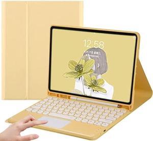 AnMengXinLing Keyboard Case for iPad Pro 12.9 2022/2021/2020 -Touchpad Detachable Keyboard with Pencil Holder -Slim Leather Folio Smart Cover for iPad 12.9 inch 6th/5th/4th Gen,Yellow