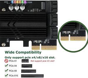 ASM1166 PCIe X4 SATA Card 6 Ports, Non Raid, Joylifeboard PCIE SATA III Controller Expansion Card 6 Gbps, Support 6 SATA 3.0 Devices, PCIe SATA Card with 6 SATA Cables+Thin Bracket