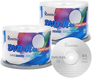 Smart Buy Logo 100 Pack DVD Plus R DVD+r Dl 8.5gb 8X Double Layer Blank Data Record 100 Discs Spindle