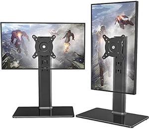 2 Pack Single LCD Computer Monitor Free-Standing Desk Stand Riser for 13 inch to 32 inch Screen with Swivel, Height Adjustable, Rotation, Holds One (1) Screen up to 77Lbs(HT05B-201)