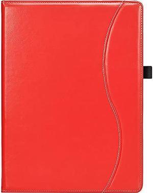 SaharaCase Business Series Folio Case for Microsoft Surface Pro X 2021 [Shockproof Bumper] Kickstand Hand Strap Pockets Rugged Protection Anti-Slip Grip (Red)