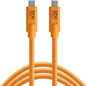 Tether Tools TetherPro USB-C to USB-C Cable | for Power Delivery, Fast Transfer and Connection Between Camera and Computer | High Visibility Orange | 15 feet (4.6 m)