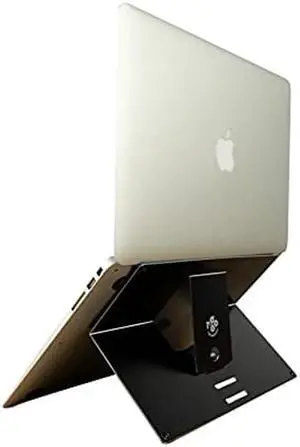 R-Go Tools Ergonomic Laptop Stand, Aluminum Laptop Mount Computer Stand, Attachable Laptop Riser Notebook Holder Stand Compatible with MacBook Air Pro, Dell XPS, Lenovo More 10-22" Laptops (Black)