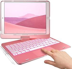 typecase Touch iPad 9th Generation Case with Keyboard (10.2", 2021), Multi-Touch Trackpad, 10 Color Backlight, 360deg Rotatable, Thin & Light for iPad 8th Gen, 7th Gen, Air 3, Pro 10.5 (Rose Gold)
