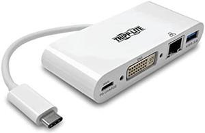 Tripp Lite USB C to DVI Multiport Video Adapter Converter 1080p w/ USB-A Hub, USB-C PD Charging, Gigabit Ethernet Port , Thunderbolt 3 Compatible, USB Type C, USB Type-C (U444-06N-DGU-C)