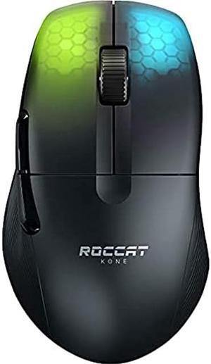 ROCCAT Kone Pro Air Gaming PC Wireless Mouse, Bluetooth Ergonomic Performance Computer Mouse with 19K DPI Optical Sensor, AIMO RGB Lighting & Aluminum Scroll Wheel, 100+ Hour Battery Life, Black