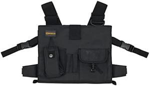 Gig Gear Two Hand Touch Tablet Chest Harness for iPad and Samsung Tablets - Rugged Tablet Carrying Case with Strap and Compartments - Heavy Duty iPad Chest Mount for 12.9 Inch Mobile Device (Black)
