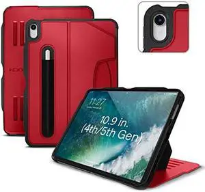 ZUGU CASE for iPad Air Gen 4 & 5 10.9 Inch (2020/2022) - Protective, Ultra Thin, Magnetic Stand, Sleep/Wake Cover - Red