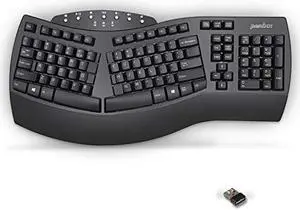 Perixx Periboard-612 Wireless Ergonomic Split Keyboard with Dual Mode 2.4G and Bluetooth Feature, Compatible with Windows 10 and Mac OS X System, Black, US English Layout, (11354)
