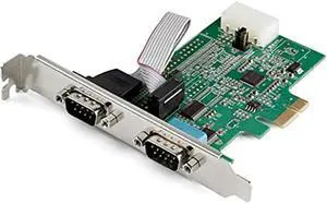 StarTech.com 2-port PCI Express RS232 Serial Adapter Card - PCIe RS232 Serial Host Controller Card - PCIe to Dual Serial DB9 Card - 16950 UART - Expansion Card - Windows & Linux (PEX2S953)