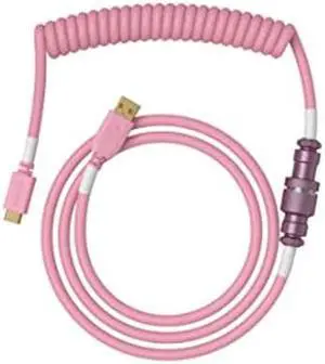 Glorious Coiled Keyboard Cable - Coiled USB C Cable Artisan Braided Cables for Mechanical Gaming Keyboard Coiled Cable - Custom Keyboard Cable (Pixel Pink)