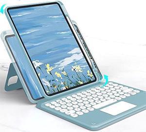 iPad 9th Generation 8th 7th Gen 10.2 inch/Air 3 Pro 10.5 inch Keyboard Case  with Touchpad Cute Round Key Color Keyboard Detachable Bluetooth Touch  Keyboard Slim Smart Cover 
