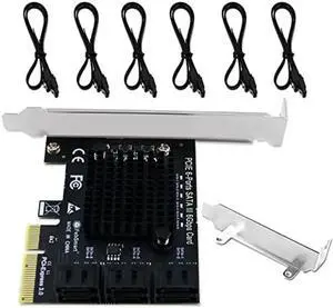 FebSmart PCIE to 6-Ports 6Gbps Max Speed SATA III Expansion Card for Desktop PCs, Plug and Play on Windows OS MAC OS Linux System, ASMedia ASM1166 None-Raid PCIE SATA III Host Controller (FS-S6-Pro)
